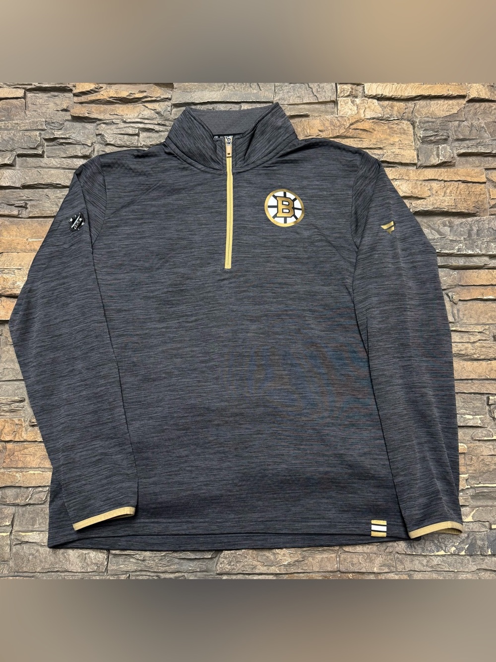 Boston Bruins 1/4 Zip Pullover Jacket Men’s Large Gray Fanatics Sweater NHL